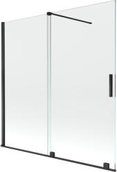 Mexen Velar 2 szárnyas kádparaván mozgatható 160 x 150 cm, Átlátszó, Fekete - 896-160-000-01-70 (896-160-000-01-70)