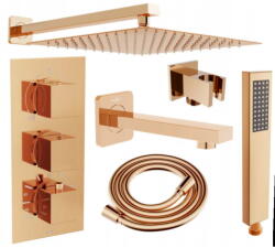 Mexen Cube DR02 beépíthetó kád-zuhany készlet fejzuhannyal 30 cm, Rózsaszín-arany - 77503DR0230-60 (77503DR0230-60)
