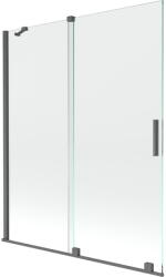 Mexen Velar 2 szárnyas kádparaván mozgatható 140 x 150 cm, Átlátszó, szálcsiszolt gun gray - 896-140-000-01-66 (896-140-000-01-66)