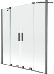Mexen Velar Duo 2 szárnyas kádparaván mozgatható 150 x 150 cm, Átlátszó, szálcsiszolt gun gray - 896-150-000-02-66 (896-150-000-02-66)