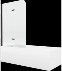 Mexen Vega téglalap alakú kád 160 x 70 cm burkolattal és 2-szárnyú paravánnal 100 cm, átlátszó, fekete - 550116070X9010027000 (550116070X9010027000)