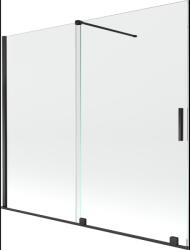 Mexen Velar 2 szárnyas kádparaván mozgatható 180 x 150 cm, Átlátszó, Fekete - 896-180-000-01-70 (896-180-000-01-70)