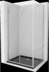 Mexen Lima harmonika-ajtós zuhanykabin 80 x 100 cm, Átlátszó, Króm + zuhanytálca Flat, Fekete - 856-080-100-01-00-4070 (856-080-100-01-00-4070)