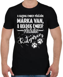 printfashion Boldog ember pólóján kutyaszőr - Férfi póló - Fekete (16435749)
