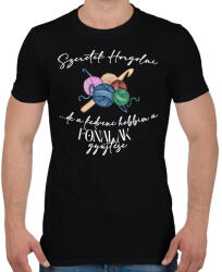 printfashion Szeretek Horgolni. . . de a kedvenc hobbim a fonalak gyűjtése - Férfi póló - Fekete (16525645)