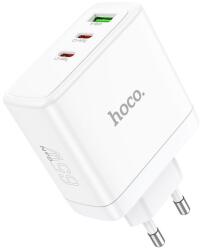 hoco. fali töltő 2 x Type C + USB A QC PD 65W GaN N30 fehér