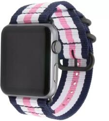 XPRO Apple Watch szőtt műanyag szíj 42mm / 44mm / 45mm / 49mm rózsaszín / fekete csíkos (124544)