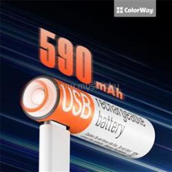 ColorWay AAA újratölhető elem, USB-C 590 mAh 1.5B (Li-Polymer) (2pc. ) (CW-UBAAA-09) (CW-UBAAA-09)