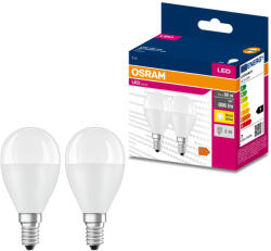 OSRAM E14 LED Value Classic 7, 5W, 806 lm, 2700 K, 60 W izzó helyett (2 darabos) (4058075479272)
