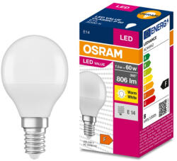 OSRAM E14 LED Value Classic 7, 5W, 806 lm, 3000 K, 60 W izzó helyett (4058075630390)