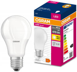 OSRAM E27 LED Value Classic 4, 9W, 470 lm, 3000 K, 40 W izzó helyett (4058075628823)