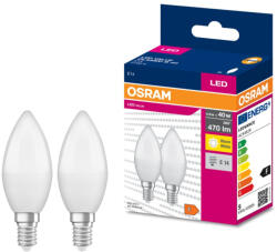 OSRAM E14 LED Value Classic gyertya 4, 9W, 470 lm, 2700 K, 40 W izzó helyett (2 darabos) (4058075479098)