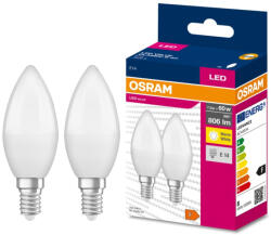 OSRAM E14 LED Value Classic gyertya fényforrás 7, 5W, 806 lm, 3000 K, 60 W izzó helyett (2 darabos) (4058075628687)