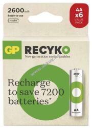 GP Batteries ReCyko Ni-MH akku HR6 (AA), 2600mAh 6db/csomag - Kiárusítás!
