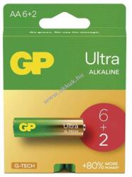 GP Batteries Ultra alkáli, AA, mignon, ceruza elem 6+2db/csomag