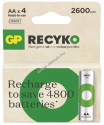 GP Batteries ReCyko Ni-MH akku HR6 (AA), 2600mAh 4db/csomag (B25274)