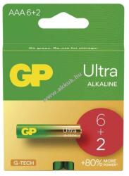 GP Batteries Ultra alkáli elem, LR03, mikro, AAA 6+2db/csomag - Kiárusítás!