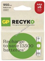 GP Batteries ReCyko Ni-MH akku HR03 (AAA) 950mAh 6db/csomag