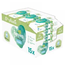 PAMPERS Мокри кърпички Pampers Harmonie Aqua, 0% пластмаса, 15 пакета x 60, 900 броя