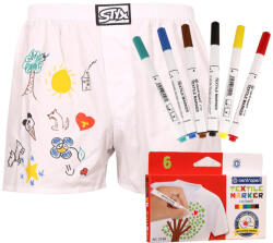 Styx Boxeri largi bărbați Styx elastic clasic alb + markere pentru textile (AF1061) XXL (170769)