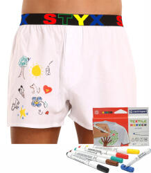 Styx Boxeri largi bărbați Styx sport cauciuc alb + markere textile (BF1061) M (173915)