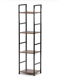Artium Könyvespolc, 4 polc, vintage fa dekor, MDF, fekete lakk (GD-214_OLW)