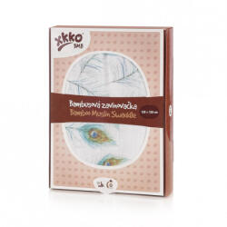 Xkko nagy méretű muszlin pólya/takaró - Pávatoll (BMB120059)