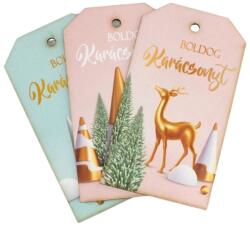  Nyomtatott dekorkarton - Pasztell-arany Boldog karácsonyt biléta 3db/csomag