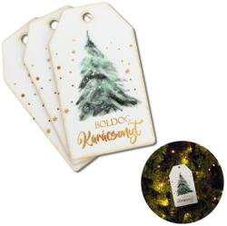  Nyomtatott dekorkarton - Boldog karácsonyt zöld fenyő táblák 3db/cs - kosarbolt