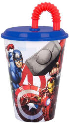 Marvel Bosszúállók szívószálas műanyag pohár 430 ml Nr 01