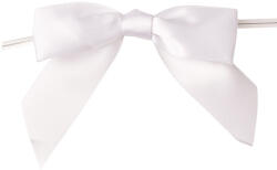 Valex Decor Szatén szalag masni, kb. 9 x 7cm, burkolt rögzítő dróttal a hátulján, 10db. - Fehér (SRB-01)