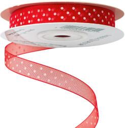  Pöttyös organza szalag 10mm x 20m - Piros (DR10-40)