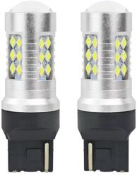 AMiO Bec Led 24SMD 3030 12/24V Lumina de zi semnalizare frana 7440 W21W T20 Canbus 2buc - Alb