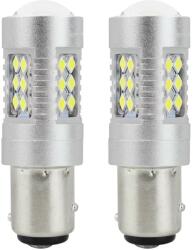 AMiO Bec Led 24SMD 3030 12/24V Pozitie frana 1157 P21/5W BAY15d Canbus 2buc - Alb