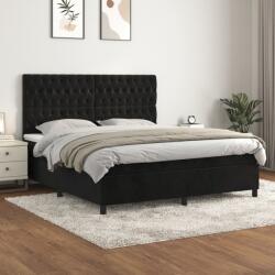 vidaXL fekete bársony rugós ágy matraccal 180x200 cm (3143219)
