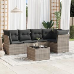 vidaXL 6 részes világosszürke polyrattan kerti ülőgarnitúra párnákkal (3217612)
