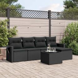 vidaXL 6 részes fekete polyrattan kerti ülőgarnitúra párnákkal (3252432)