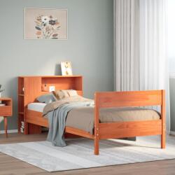 vidaXL barna tömör fenyőfa könyvespolcos ágy matrac nélkül 75 x 190 cm (3322974)