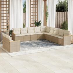 vidaXL 11 részes bézs polyrattan kerti ülőgarnitúra párnákkal (3226128) - vidaxl