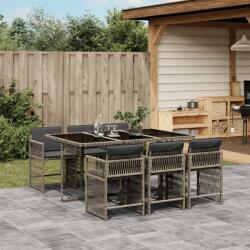 vidaXL 7 részes szürke polyrattan kerti étkezőgarnitúra párnával (3211628) - vidaxl