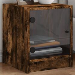vidaXL 2 db füstös tölgy színű éjjeliszekrény üvegajtókkal 35x37x42 cm (836352) - vidaxl