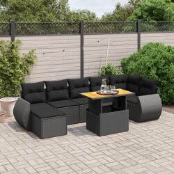 vidaXL 8 részes fekete polyrattan kerti ülőgarnitúra párnákkal (3275820)