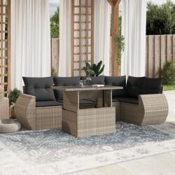 vidaXL 7 részes világosszürke polyrattan kerti ülőgarnitúra párnákkal (3268552)