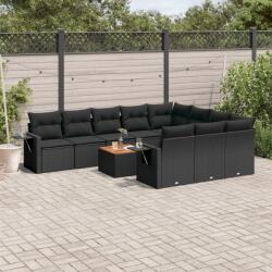 vidaXL 11 részes fekete polyrattan kerti ülőgarnitúra párnákkal (3257070) - vidaxl