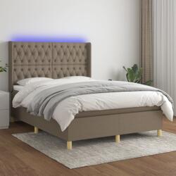 vidaXL tópszínű szövet rugós és LED-es ágy matraccal 140x200 cm (3139121)