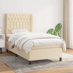 vidaXL krémszínű szövet rugós ágy matraccal 90 x 200 cm (3128178)
