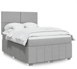 vidaXL világosszürke szövet rugós ágy matraccal 140 x 190 cm (3293956)