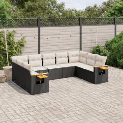 vidaXL 9 részes fekete polyrattan kerti ülőgarnitúra párnákkal (3259515) - vidaxl