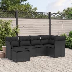 vidaXL 6 részes fekete polyrattan kerti ülőgarnitúra párnákkal (3263171) - vidaxl