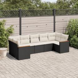 vidaXL 7 részes fekete polyrattan kerti ülőgarnitúra párnával (3258668)